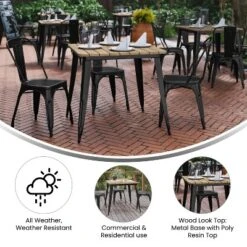 Flash Furniture Declan Commercial Grade Indoor/Outdoor Dining Table, 31.5" Square All Weather Poly Resin Top With Steel Base -Baxton Studio Store GUEST e47d69b8 8dfd 4f54 b2b7 34b637a8ff48
