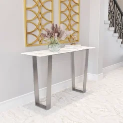 Modern Rectangular Faux Marble Console Table - Stone, Brushed Stainless Steel - Zm Home 14 Modern Rectangular Faux Marble Console Table - Stone, Brushed Stainless Steel - Zm Home -Baxton Studio Store GUEST e5cd034f 7614 48c4 8cb8 34a09c3c6706