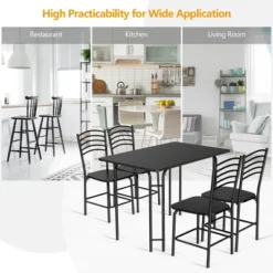 Costway 5 Piece Dining Set Home Kitchen Table 29.5'' And 4 Chairs With Metal Legs Modern Black 15 Costway 5 Piece Dining Set Home Kitchen Table 29.5'' And 4 Chairs With Metal Legs Modern Black -Baxton Studio Store GUEST e6803c19 9a2a 4eb4 ba9e 387e87b18dea