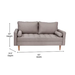 Flash Furniture Hudson Mid-Century Modern Loveseat Sofa With Tufted Upholstery & Solid Wood Legs -Baxton Studio Store GUEST e7b51def 9c88 4505 bea0 0efe42c86d92