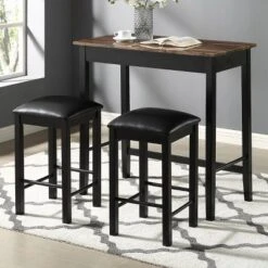 3pc Caton Counter Height Dining Set Black - MiBasics