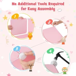 Costway 12-Cube Kids Wardrobe Baby Dresser Bedroom Armoire Clothes Hanging Closet With Door Blue/Pink -Baxton Studio Store GUEST e81a76f1 f6df 4a83 a6d6 3d8f618d5310