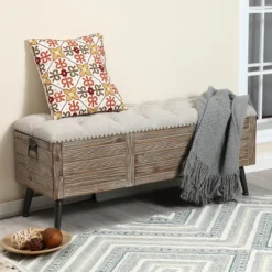 LuxenHome 47.2-Inch Wide Upholstered Wood Storage Bench. -Baxton Studio Store GUEST e8802c7b a194 4ea1 9169 d5b91201e2f0