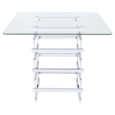 Counter Height Table Clear Chrome - Acme Furniture 2 Counter Height Table Clear Chrome - Acme Furniture - Image 2