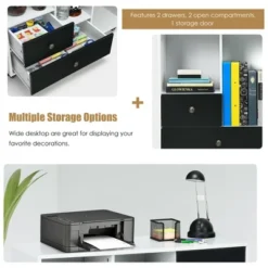 Costway Lateral Mobile Filing Cabinet Large Printer Stand W/ 2 Drawers -Baxton Studio Store GUEST e9032f5f 852d 406d b3a2 7d02b0847084