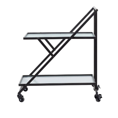 Industrial Metal Bar Cart Black - Olivia & May 2 Industrial Metal Bar Cart Black - Olivia & May - Image 2