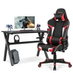 Costway X-Shaped Gaming Desk & Racing Style Massage Chair Set Home Office Black+White/Blue/Grey/Red -Baxton Studio Store GUEST e9703243 e3b2 497e a1ec c5ad1f6dfe46