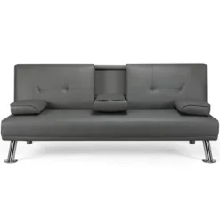 Yaheetech Convertible Faux Leather Sofa Bed Futon With Armrest -Baxton Studio Store GUEST e99b3efc e714 4636 bda0 22f3ca5c76b0