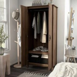 Andreasson Wardrobe Closet Distressed Walnut - HOMES: Inside + Out -Baxton Studio Store GUEST e9acbf75 7be1 4c2d bac9 bc14aacdf153