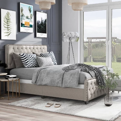 Phebe Button Tufted Upholstered Bed - HOMES: Inside + Out 1 Phebe Button Tufted Upholstered Bed - HOMES: Inside + Out