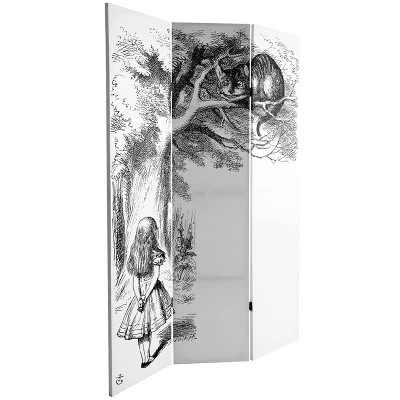 71" Double Sided Alice In Wonderland Canvas Room Divider White - Oriental Furniture 4 71" Double Sided Alice In Wonderland Canvas Room Divider White - Oriental Furniture - Image 4