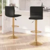 Merrick Lane Set Of 2 Contemporary Height Adjustable Swivel Stools With Back And Pedestal Base With Footrest