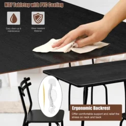 Costway 5 Piece Dining Set Table 30.0" And 4 Chairs Home Kitchen Room Breakfast Furniture Black -Baxton Studio Store GUEST ed5fc252 fc39 478d 8345 99687a1a02a1