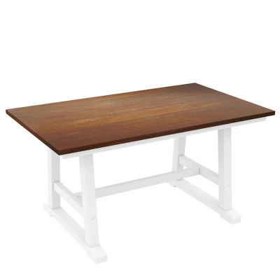 Farmhouse 6-Piece Wood Dining Table Set With Long Bench And 4 Dining Chairs-ModernLuxe 4 Farmhouse 6-Piece Wood Dining Table Set With Long Bench And 4 Dining Chairs-ModernLuxe - Image 4