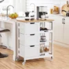 Yaheetech Rolling Kitchen Island Kitchen Cart With Cabinet & Drawer White
