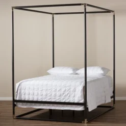 Queen Eva Vintage Industrial Finished Metal Canopy Bed Black - Baxton Studio -Baxton Studio Store GUEST f051af5b 4add 496f b156 910d5c564891