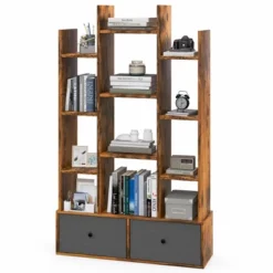 Costway Industrial Bookshelf Rustic Wooden Shelf Organizer With 2 Non-woven Fabric Drawer 18 Costway Industrial Bookshelf Rustic Wooden Shelf Organizer With 2 Non-woven Fabric Drawer -Baxton Studio Store GUEST f0544c27 bf61 46d8 9d7a da62d0c1ca54