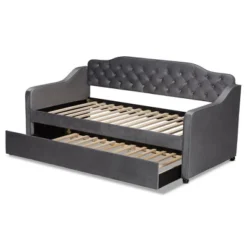 Freda Velvet Fabric Upholstered Button Tufted Daybed With Trundle - Baxton Studio -Baxton Studio Store GUEST f0b7cd71 135e 402f b2d6 edda20446dfa