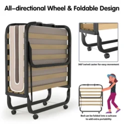 Costway Folding Rollaway Bed Extra Guest W/ Memory Foam Mattress -Baxton Studio Store GUEST f0d18739 2145 4875 ab9d 4e2d9c8b06b7