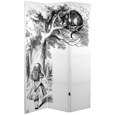 71" Double Sided Alice In Wonderland Canvas Room Divider White - Oriental Furniture 2 71" Double Sided Alice In Wonderland Canvas Room Divider White - Oriental Furniture - Image 2