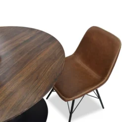 40'' Harold Foil Round Top Black Base Round Pedestal Dining Table -The Pop Maison -Baxton Studio Store GUEST f1a074da ee7b 4b86 8b82 e5b7e778eae7