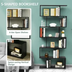 Costway 2 PCS 6 Tier S-Shaped Bookshelf Storage Display Bookcase Z-Shelf -Baxton Studio Store GUEST f1ab1091 3c34 45dd a22a 8a085ee77dde