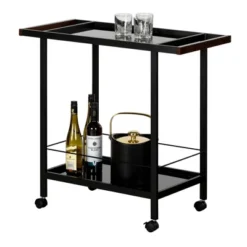 City Life Metal Bar Cart On Wheels Black - South Shore -Baxton Studio Store GUEST f1e7ab7b fa0b 4040 a086 58ae8c9e72ca