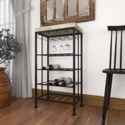 Industrial Metal Rectangle Wine Rack Black - Olivia & May -Baxton Studio Store GUEST f3307fdb eafc 4604 aa96 c0a5cd6c9b72