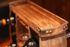 Vintiquewise Decorative Wooden 8 Bottle Rustic Wine Rack With Glasses Holder -Baxton Studio Store GUEST f3ee535f a427 49a6 85ea 4493396c9130