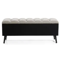 LuxenHome 47.2-Inch Wide Upholstered Wood Storage Bench. -Baxton Studio Store GUEST f3f60891 d8ba 4e4f 84a5 b3c6594b5d69