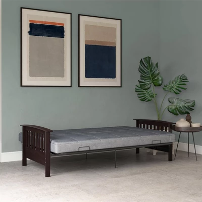 Full Brixen Wood Arm Metal Futon Frame With 6" Mattress - Room & Joy 2 Full Brixen Wood Arm Metal Futon Frame With 6" Mattress - Room & Joy - Image 2