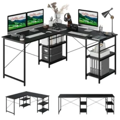 Costway 95'' Convertible L-shaped Corner Computer Desk 2-Person Long Desk Shelves Rustic/Black/Grey/Natural 23 Costway 95'' Convertible L-shaped Corner Computer Desk 2-Person Long Desk Shelves Rustic/Black/Grey/Natural -Baxton Studio Store GUEST f4e2d86a b653 43d0 9684 94a425868bb4
