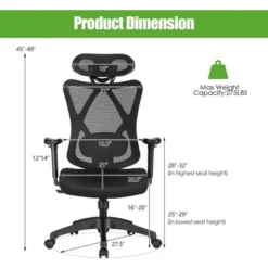 Costway Ergonomic High Back Mesh Office Chair W/ Adjustable Lumbar Support -Baxton Studio Store GUEST f4e9e40a 10f5 49e1 8de6 21a663c871ea