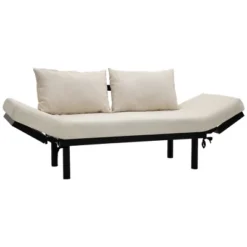HOMCOM Single Person Chaise Lounger, Modern Sofa Bed With 5 Adjustable Positions, 2 Large Pillows, And Birch Legs 9 HOMCOM Single Person Chaise Lounger, Modern Sofa Bed With 5 Adjustable Positions, 2 Large Pillows, And Birch Legs -Baxton Studio Store GUEST f5944ca5 4623 4170 9f3f e2a28889e053