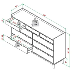 Mid-Century Modern Solid Wood 9 Drawer Horizontal Dresser - Saracina Home -Baxton Studio Store GUEST f5f0f1ab b228 4bb6 8748 20f45ddb371e