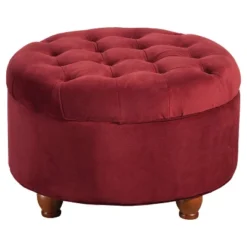 Large Round Button Tufted Storage Ottoman - HomePop -Baxton Studio Store GUEST f626d22d 420c 425d bc84 f7d825372bc8