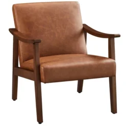 Yaheetech Modern Faux Leather Upholstered Armchair Accent Chair With Solid Wood Legs -Baxton Studio Store GUEST f7296e4c db60 4d0a 8f46 7f02c5e55829