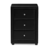 Tessa Faux Leather Upholstered 3 Drawer Nightstand Black - Baxton Studio