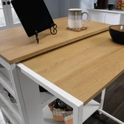Counter Height Kitchen Island Baltic Oak Trim White - Sauder -Baxton Studio Store GUEST f7e15fb0 180d 4999 9595 444cec349d85