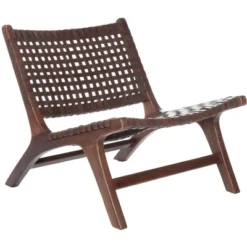 Luna Leather Woven Accent Chair - Safavieh -Baxton Studio Store GUEST f7e43acc c200 4143 81a7 0e24855d5e9c