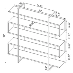 63" Contemporary 5 Shelf Zig Zag Bookcase With Glass Shelves Chrome - Coaster -Baxton Studio Store GUEST f8a9de75 4230 4c06 aa6e ba1153fbb8fd