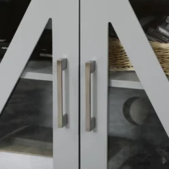 HOMCOM TV Cabinet Stand For TVs Up To 58", Entertainment Center With Adjustable Shelves, 4 Glass Doors And 4 Cable Holes For Living Room, Gray -Baxton Studio Store GUEST f8bcda7a 4867 4f94 9b6d eeecff453e10