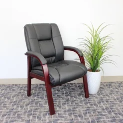 Mid-Back Wood Finished Guest Chair - Boss Office Products -Baxton Studio Store GUEST f921ac2e 57f1 45f9 b755 7ab8518b14c3