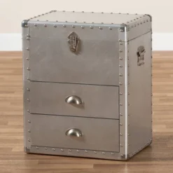 Serge Metal 2 Drawer Accent Storage Chest Silver - Baxton Studio -Baxton Studio Store GUEST fa009f94 ab4f 4d1d 9069 235abe7e2caa
