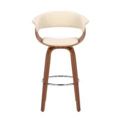 30" Julyssa Swivel Faux Leather Wood Counter Height Barstool Cream - Armen Living