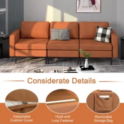 Costway Modular 3-Seat Sofa Couch W/ Socket USB Ports & Side Storage Pocket OrangeDark Grey -Baxton Studio Store GUEST fd030037 c997 44e9 84ca f770e9e8912b