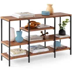 Best Choice Products 55in Industrial 4-Tier Console Table W/ Tall Shelves, Metal Frame -Baxton Studio Store GUEST fd2f9fe7 0c50 43b9 8687 d80fb34319e6