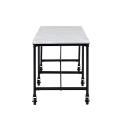 Elda Faux Stone Rolling Kitchen Island Black With White Faux Marble - Aiden Lane -Baxton Studio Store GUEST fdd15f87 f825 43a7 a91b efd9b09952ac