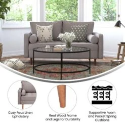 Flash Furniture Hudson Mid-Century Modern Loveseat Sofa With Tufted Upholstery & Solid Wood Legs -Baxton Studio Store GUEST fe476c28 1894 4fed 851e 3ae2eef4eb29