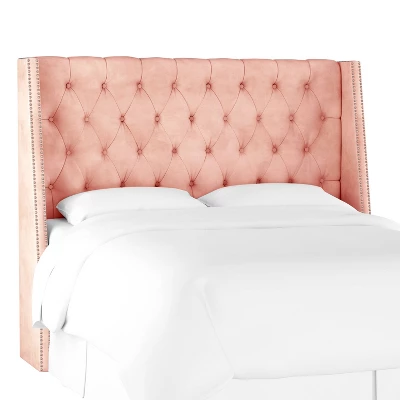 Arlette Diamond Tufted Wingback Headboard In Velvet - Skyline Furniture 1 Arlette Diamond Tufted Wingback Headboard In Velvet - Skyline Furniture